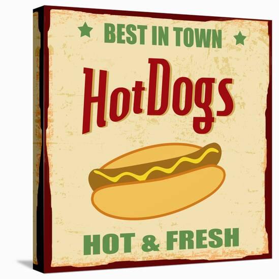 Vintage Hot Dog Grunge Poster-radubalint-Stretched Canvas