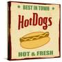 Vintage Hot Dog Grunge Poster-radubalint-Stretched Canvas