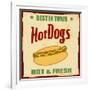 Vintage Hot Dog Grunge Poster-radubalint-Framed Art Print