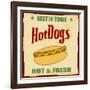 Vintage Hot Dog Grunge Poster-radubalint-Framed Art Print