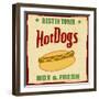 Vintage Hot Dog Grunge Poster-radubalint-Framed Art Print