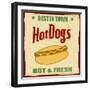 Vintage Hot Dog Grunge Poster-radubalint-Framed Art Print