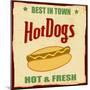 Vintage Hot Dog Grunge Poster-radubalint-Mounted Art Print