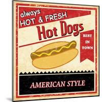 Vintage Hot Dog Grunge Poster-radubalint-Mounted Art Print