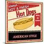 Vintage Hot Dog Grunge Poster-radubalint-Mounted Art Print