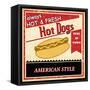 Vintage Hot Dog Grunge Poster-radubalint-Framed Stretched Canvas