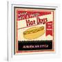 Vintage Hot Dog Grunge Poster-radubalint-Framed Art Print