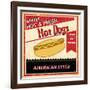 Vintage Hot Dog Grunge Poster-radubalint-Framed Art Print