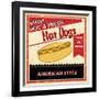 Vintage Hot Dog Grunge Poster-radubalint-Framed Art Print