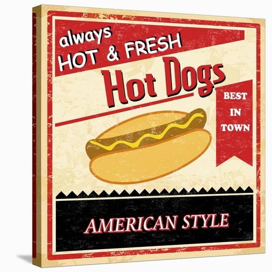 Vintage Hot Dog Grunge Poster-radubalint-Stretched Canvas