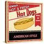 Vintage Hot Dog Grunge Poster-radubalint-Stretched Canvas