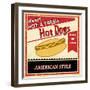 Vintage Hot Dog Grunge Poster-radubalint-Framed Art Print