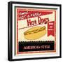 Vintage Hot Dog Grunge Poster-radubalint-Framed Premium Giclee Print