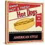 Vintage Hot Dog Grunge Poster-radubalint-Stretched Canvas