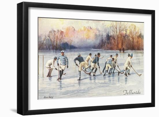 Vintage Ice Hockey, Telluride, Colorado-null-Framed Art Print