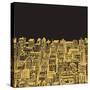 Vintage Illustration with Hand Drawn Big City-ircy-Stretched Canvas
