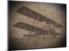 Vintage Image of a Biplane Parked on the Grass-null-Mounted Art Print