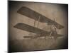 Vintage Image of a Biplane Parked on the Grass-null-Mounted Art Print