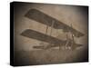 Vintage Image of a Biplane Parked on the Grass-null-Stretched Canvas