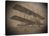 Vintage Image of a Biplane Parked on the Grass-null-Stretched Canvas