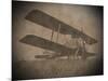 Vintage Image of a Biplane Parked on the Grass-null-Mounted Art Print