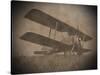 Vintage Image of a Biplane Parked on the Grass-null-Stretched Canvas