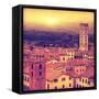 Vintage Image of Lucca at Sunset, Old Town in Tuscany.-Elenamiv-Framed Stretched Canvas