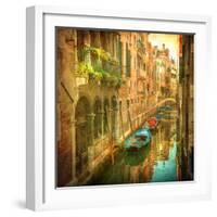 Vintage Image of Venetian Canals-javarman-Framed Photographic Print