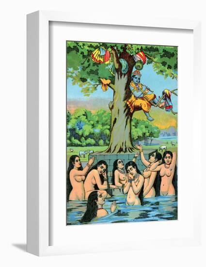 Vintage Indian Bazaar-null-Framed Art Print