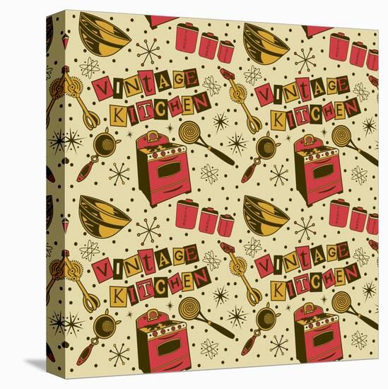 Vintage Kitchen Pattern-Julie Goonan-Stretched Canvas