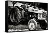 Vintage Kubota L225 Tractor Black and White Art Print Poster-null-Framed Stretched Canvas