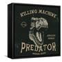 Vintage Label with Dinosaur with Text-Predator. Angry Head.Typography Design for T-Shirts.Vector Il-Dimonika-Framed Stretched Canvas