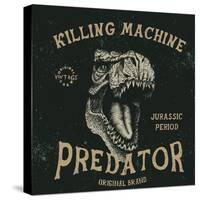 Vintage Label with Dinosaur with Text-Predator. Angry Head.Typography Design for T-Shirts.Vector Il-Dimonika-Stretched Canvas