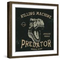 Vintage Label with Dinosaur with Text-Predator. Angry Head.Typography Design for T-Shirts.Vector Il-Dimonika-Framed Art Print