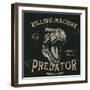 Vintage Label with Dinosaur with Text-Predator. Angry Head.Typography Design for T-Shirts.Vector Il-Dimonika-Framed Art Print