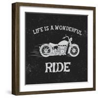 Vintage Label with Motorcycle .Vintage Style.Typography Design for T-Shirts-Dimonika-Framed Art Print