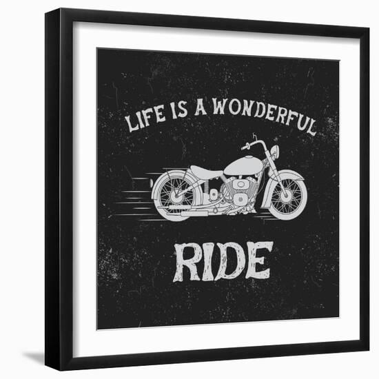 Vintage Label with Motorcycle .Vintage Style.Typography Design for T-Shirts-Dimonika-Framed Art Print