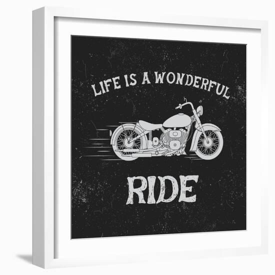 Vintage Label with Motorcycle .Vintage Style.Typography Design for T-Shirts-Dimonika-Framed Art Print