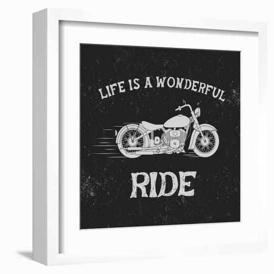 Vintage Label with Motorcycle .Vintage Style.Typography Design for T-Shirts-Dimonika-Framed Art Print