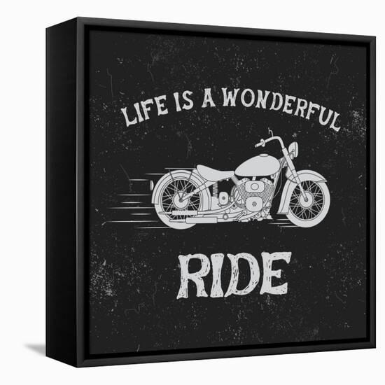 Vintage Label with Motorcycle .Vintage Style.Typography Design for T-Shirts-Dimonika-Framed Stretched Canvas