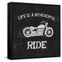 Vintage Label with Motorcycle .Vintage Style.Typography Design for T-Shirts-Dimonika-Framed Stretched Canvas