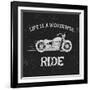 Vintage Label with Motorcycle .Vintage Style.Typography Design for T-Shirts-Dimonika-Framed Art Print