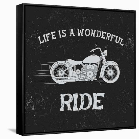 Vintage Label with Motorcycle .Vintage Style.Typography Design for T-Shirts-Dimonika-Framed Stretched Canvas