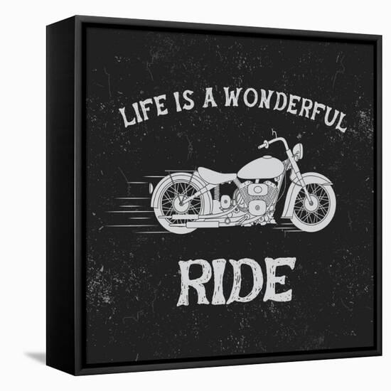 Vintage Label with Motorcycle .Vintage Style.Typography Design for T-Shirts-Dimonika-Framed Stretched Canvas