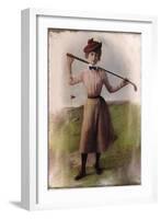 Vintage Lady Golfer-null-Framed Giclee Print