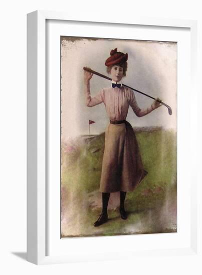 Vintage Lady Golfer-null-Framed Giclee Print