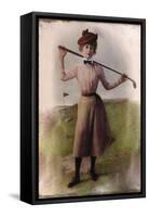 Vintage Lady Golfer-null-Framed Stretched Canvas