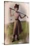 Vintage Lady Golfer-null-Stretched Canvas