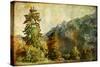 Vintage Landscape-Maugli-l-Stretched Canvas