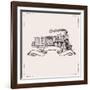 Vintage Locomotive Banner. Vector Illustration.-Dl1on-Framed Art Print